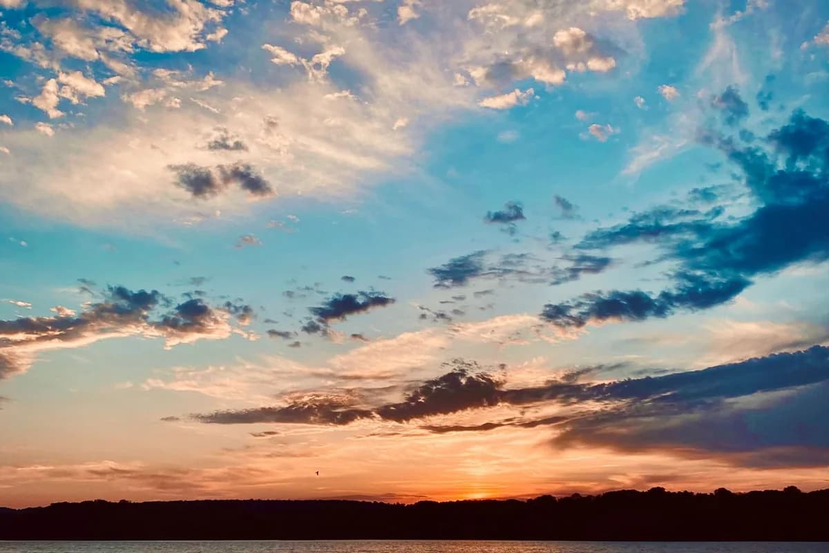 Calm lake at sunset