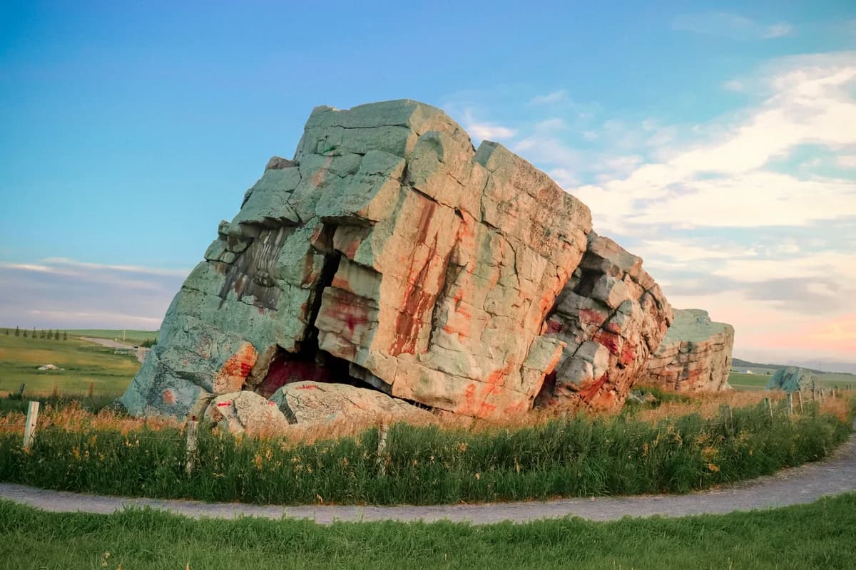 The Okotoks Erratic, a large glacial boulder on the Alberta prairie