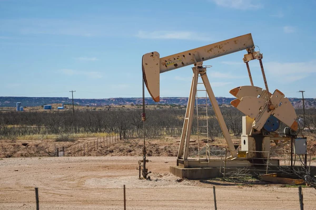 Pumpjack on an oil and gas lease in the Alberta oilfield